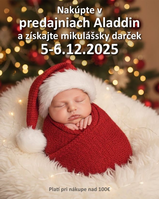 🎅 Mikuláš prichádza! Nakúpte 5.–6. decembra 2025 v našich predajniach Aladdin a pri nákupe nad 100 € získate mikulášsky 🎁...