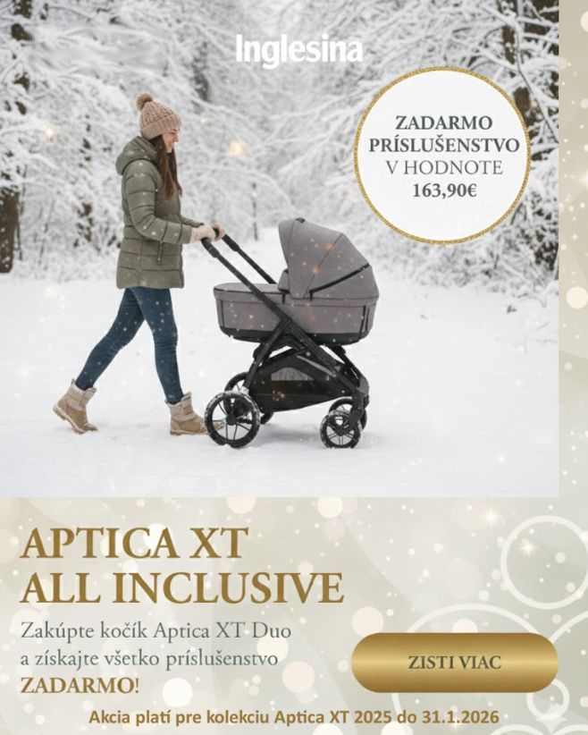 ✨ Štýl a komfort, ktoré trvajú! Získajte darčeky v hodnote ✨ 163€ ✨ ZDARMA ku kombinovanému kočíku Inglesina Aptica XT DUO...